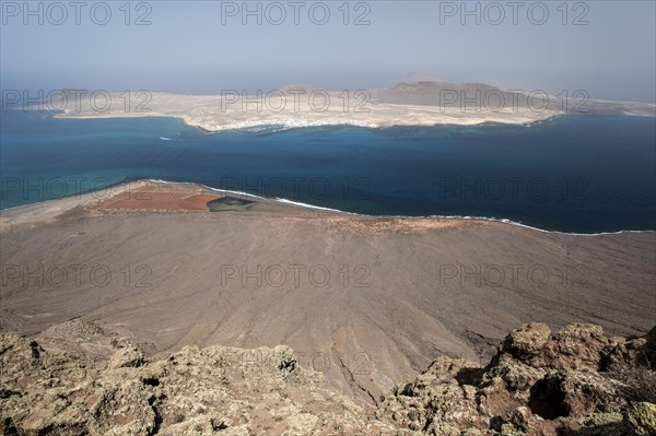 View from Mirador del Rio on the Salinos del Rio and Isla Graciosa