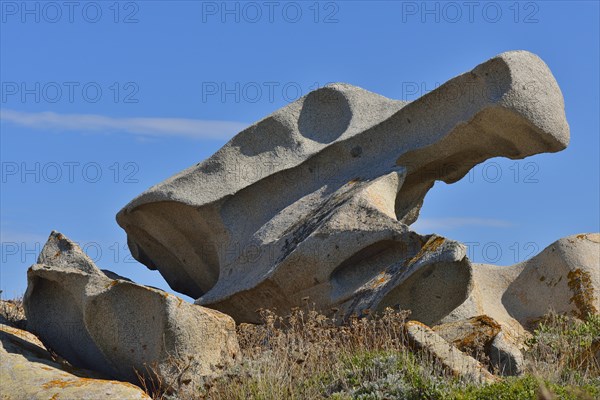 Bizzarre rock formation on one of the Lavezzi Islands or Iles Lavezzi in Bonifacio