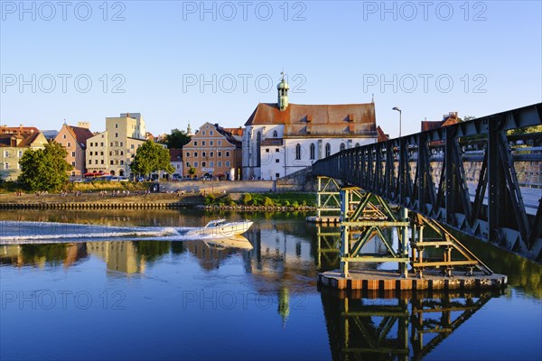 Church St. Oswald and Iron Bridge over the Danube
