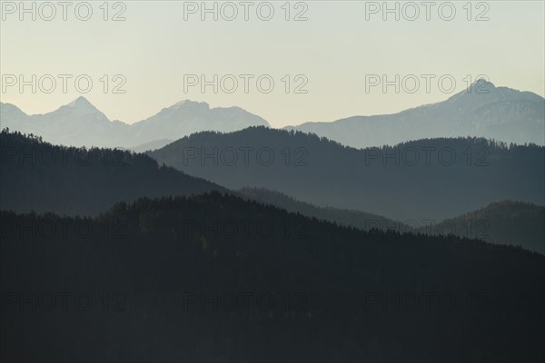 Mountain ranges in the haze