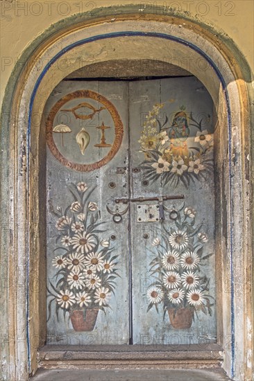 Painted Hindu front door