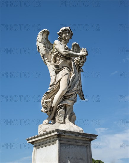 Angel statue wearing crown of thorns on the Ponte Sant'Angelo
