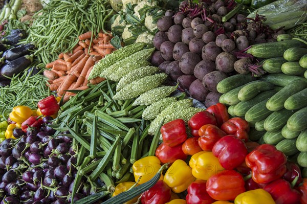 Market stall with okra