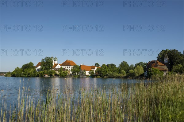 Seeon Abbey in Seeoner See lake