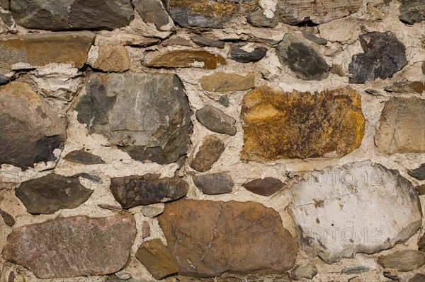 Old stone foundation on barn