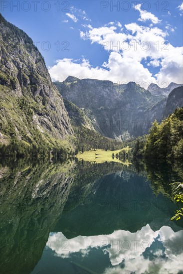 Obersee lake with water reflection