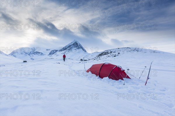 Red tent in the snow