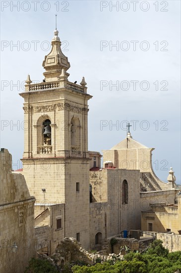 View of the Catholic Cathedral with with a large church tower in the Citadel