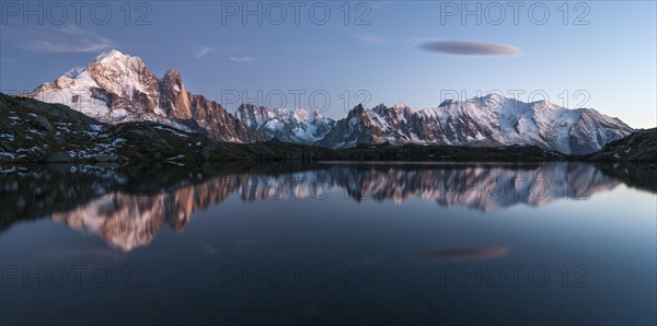 Mont Blanc massif reflected in the Lac de Chesery