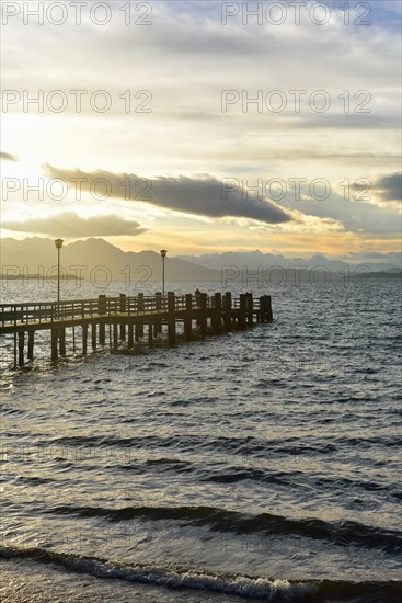 Jetty at sunset on Lake Chiemsee