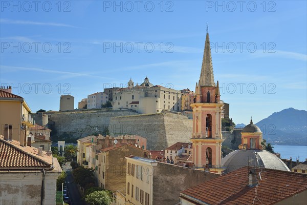 The church of Sainte-Marie-Majeure and the citadel of Calvi