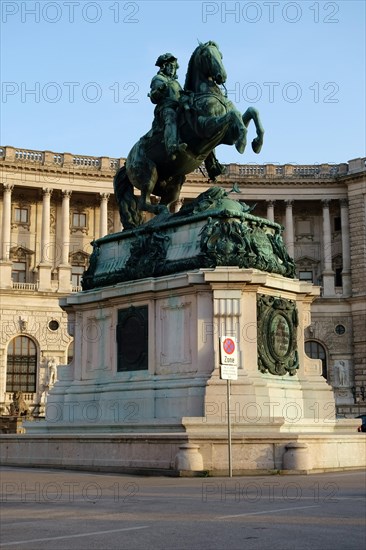 Equestrian statue of Prince Eugene front of the Hofburg Imperial Palace at the Heldenplatz
