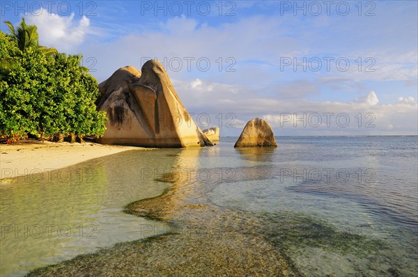 Granite rocks on the beach Anse Source d'Argent