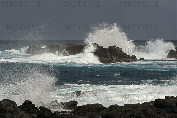 Surf on the coast during an approaching storm over the Pacific