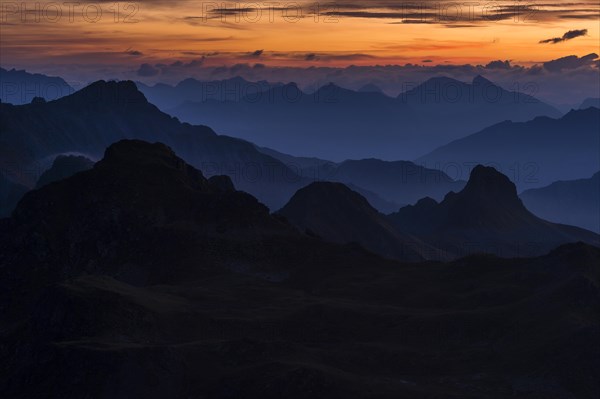Sunrise above the Montafon mountains