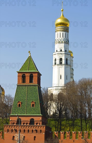 Bell tower of Ivan the Great and tower of Moscow Kremlin