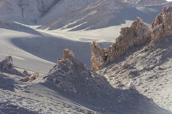 Sand and rock formation in the Valle de la Luna or Valley of the Moon