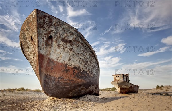 Stranded ships at the port of Mo'ynoq or Muinak