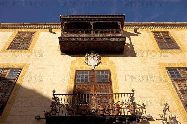 Wooden balcony in the historic centre