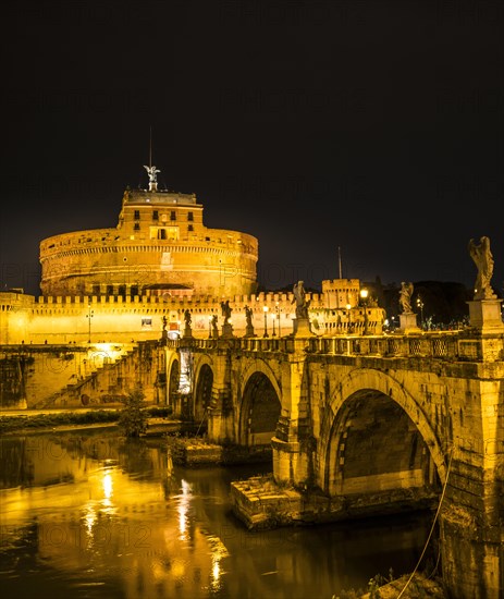 Ponte Sant'Angelo and Castel Sant'Angelo at night