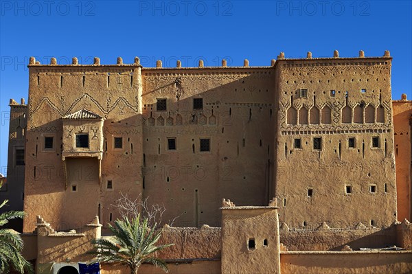 Exterior of the mud brick Taourirt Kasbah built by Pasha Glaoui