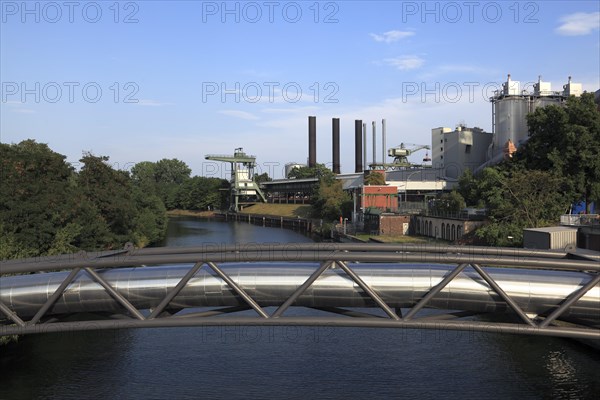 District heating pipeline on a pipeline bridge over the Berlin-Spandau Ship Canal