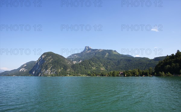 Mondsee lake with views to the Schafberg mountain