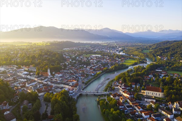 Bad Tolz and Isar in the morning light