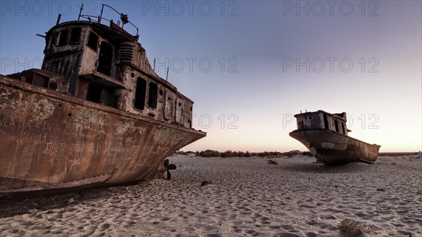 Stranded ships at the port of Mo'ynoq or Muinak