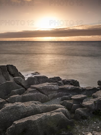 Sunset at the Pancake Rocks