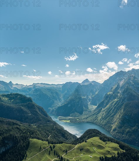 View of Konigssee Lake and Mt Watzmann from Mt Jenner