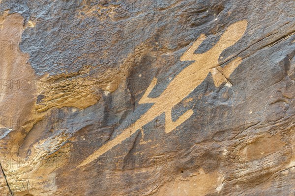 Petroglyphs on a rock wall at Cub Creek