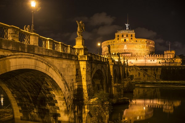 Ponte Sant'Angelo and Castel Sant'Angelo at night