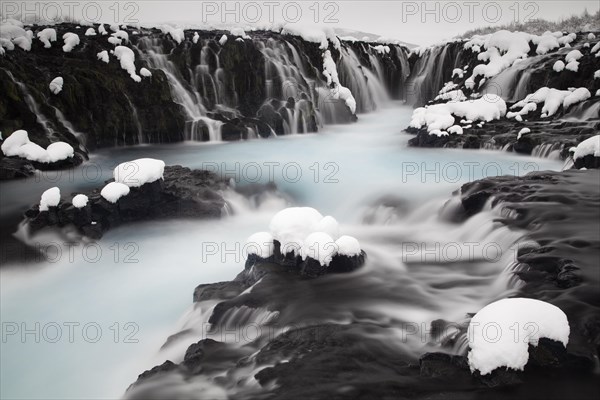 Bruarfoss waterfall in winter