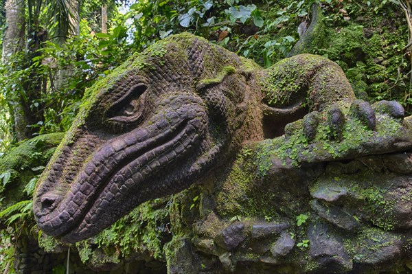 Stone carving of a komodo dragon
