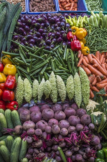 Market stall with okra