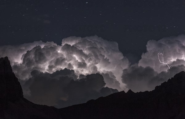 Thunderstorm in the night sky