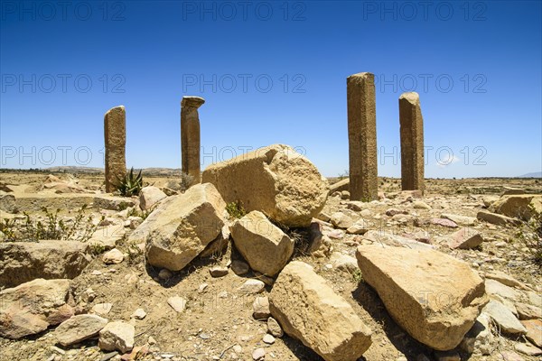 The columns of a ruined structure at the Pre-Aksumite settlement of Qohaito