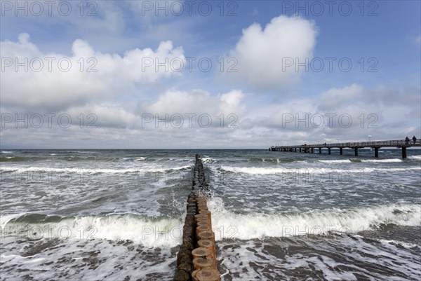 Baltic coast with breakwater and jetty