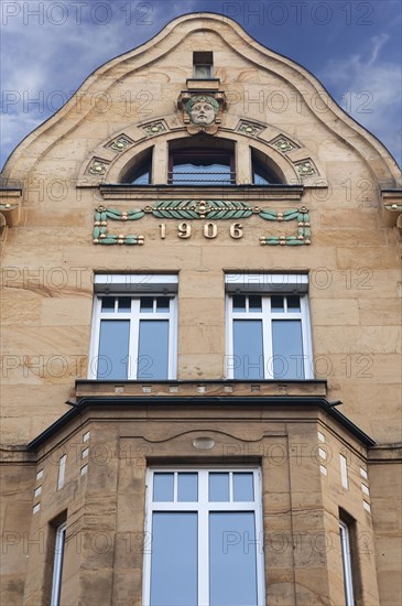 Gable and upper facade of an Art Nouveau building from 1906
