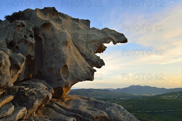 Rock formation on the Capo d'Orso in the evening light