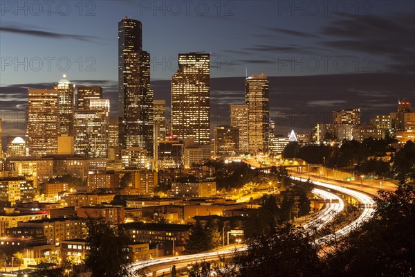 Downtown Seattle at night