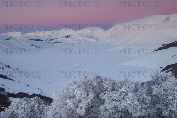 Piano Grande of Castelluccio di Norcia at sunset in winter
