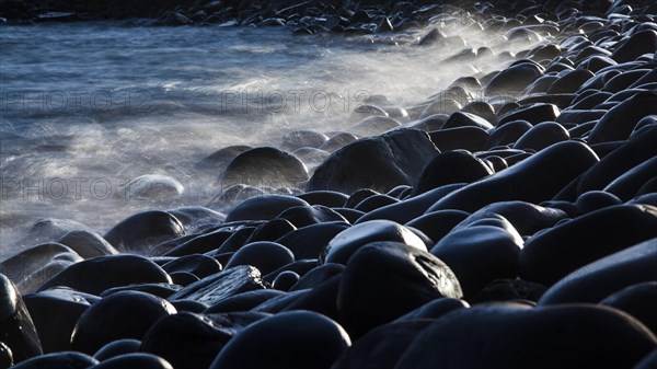 Round stones on Minard Beach