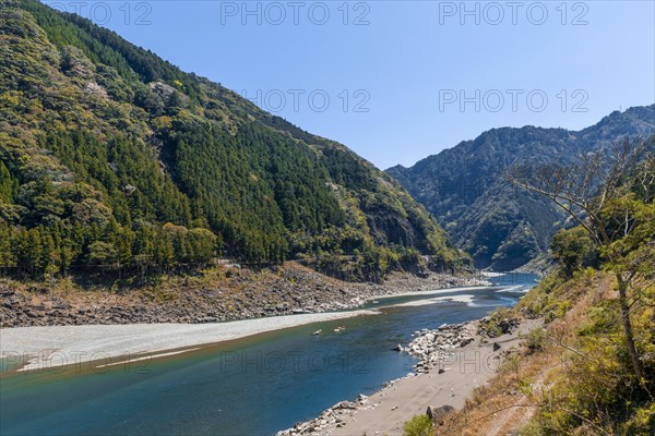 Kumano river flows through wide valley