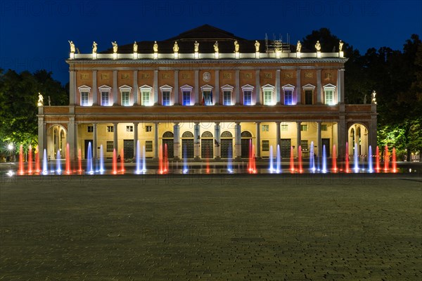 Illuminated fountain at the theater