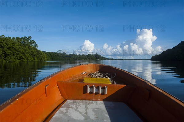 Boat cruising on a river