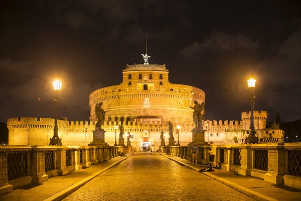 Ponte Sant'Angelo and Castel Sant'Angelo at night