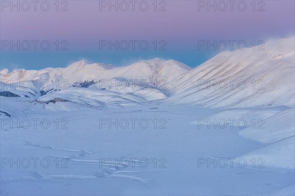 Piano Grande of Castelluccio di Norcia at sunset in winter