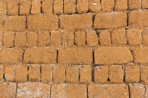 Clay brick wall with straw
